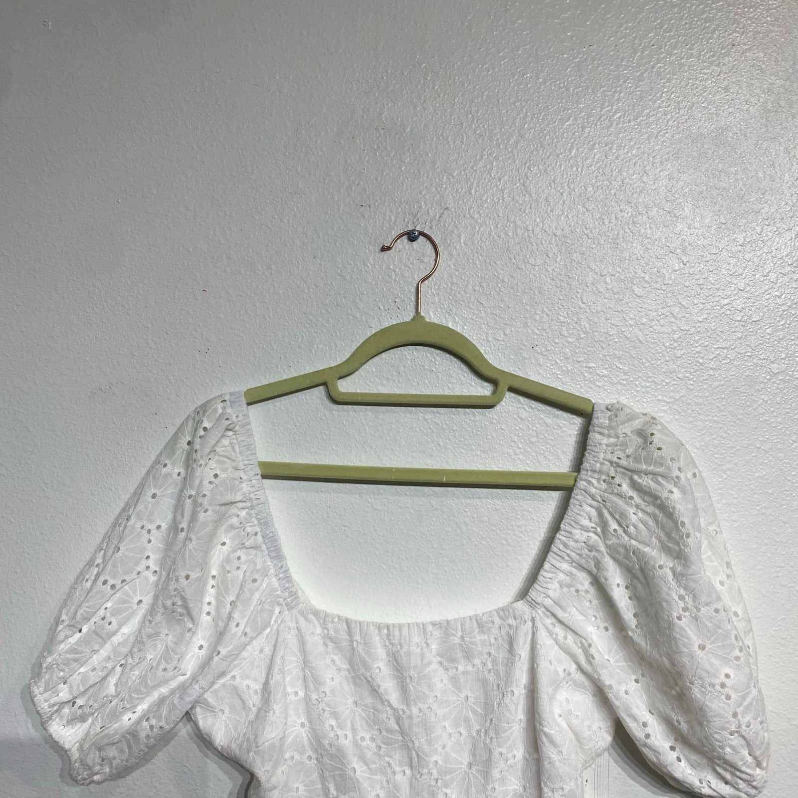 Aqua White Babydoll Eyelet Top Sz M NWT