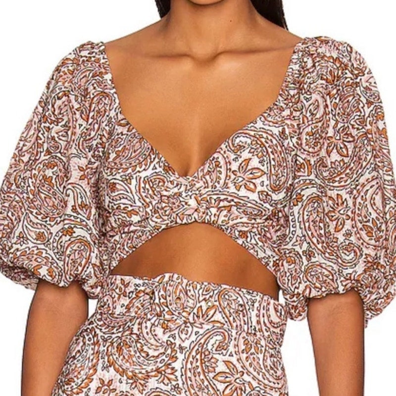 Minkpink Jedda Crop Blouse in Paisley Sz XL NWT