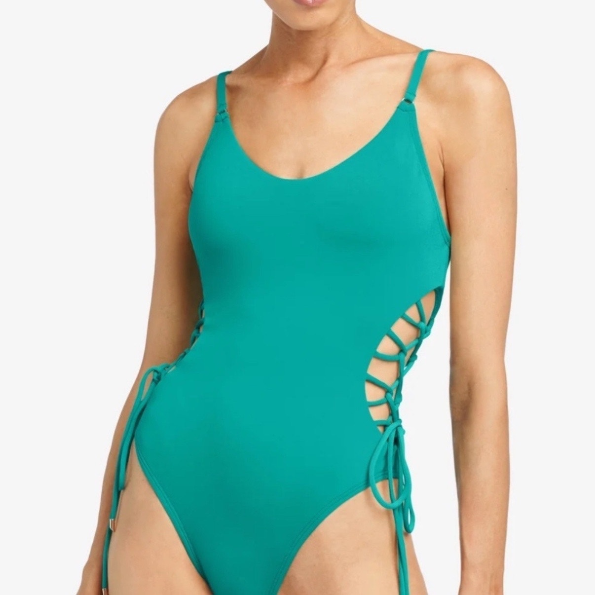 Robin Piccone Iceberg Aubrey Lace Up One Piece Sz 4 NWT
