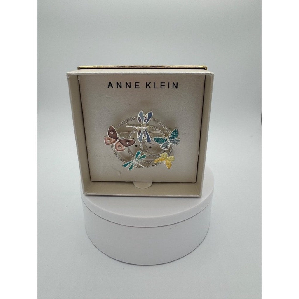 Anne Klein Silver Tone Crystal Butterfly Dragonfly Pin Brooch NWT