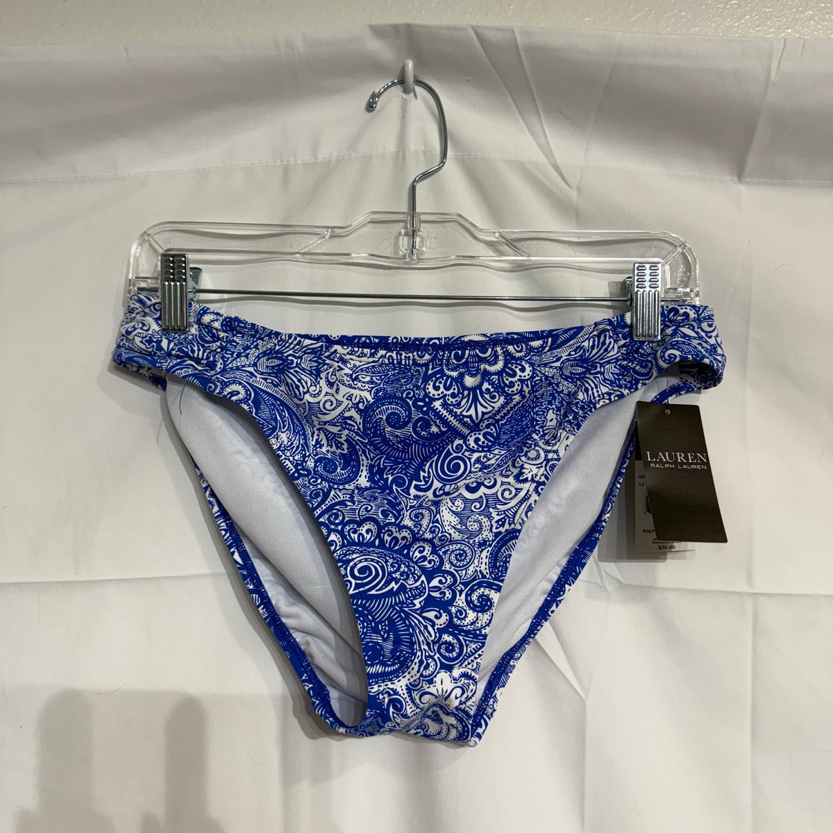 Ralph Lauren Blue Paisley Artisanal Woodblock Bikini Bottoms Sz 12 NWT