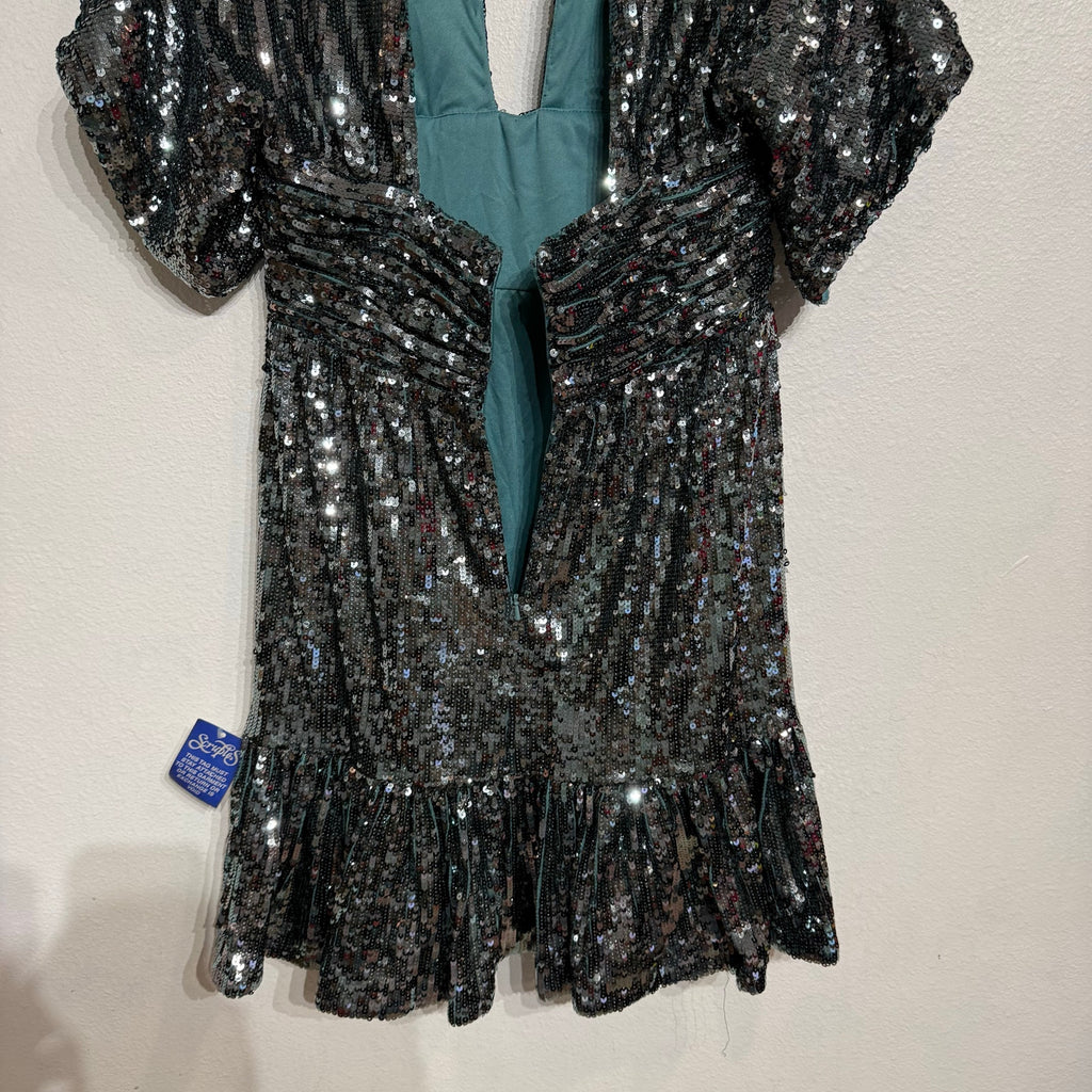 Jovani Green Sequin Mini Cut Out Dress Sz 10 NWT