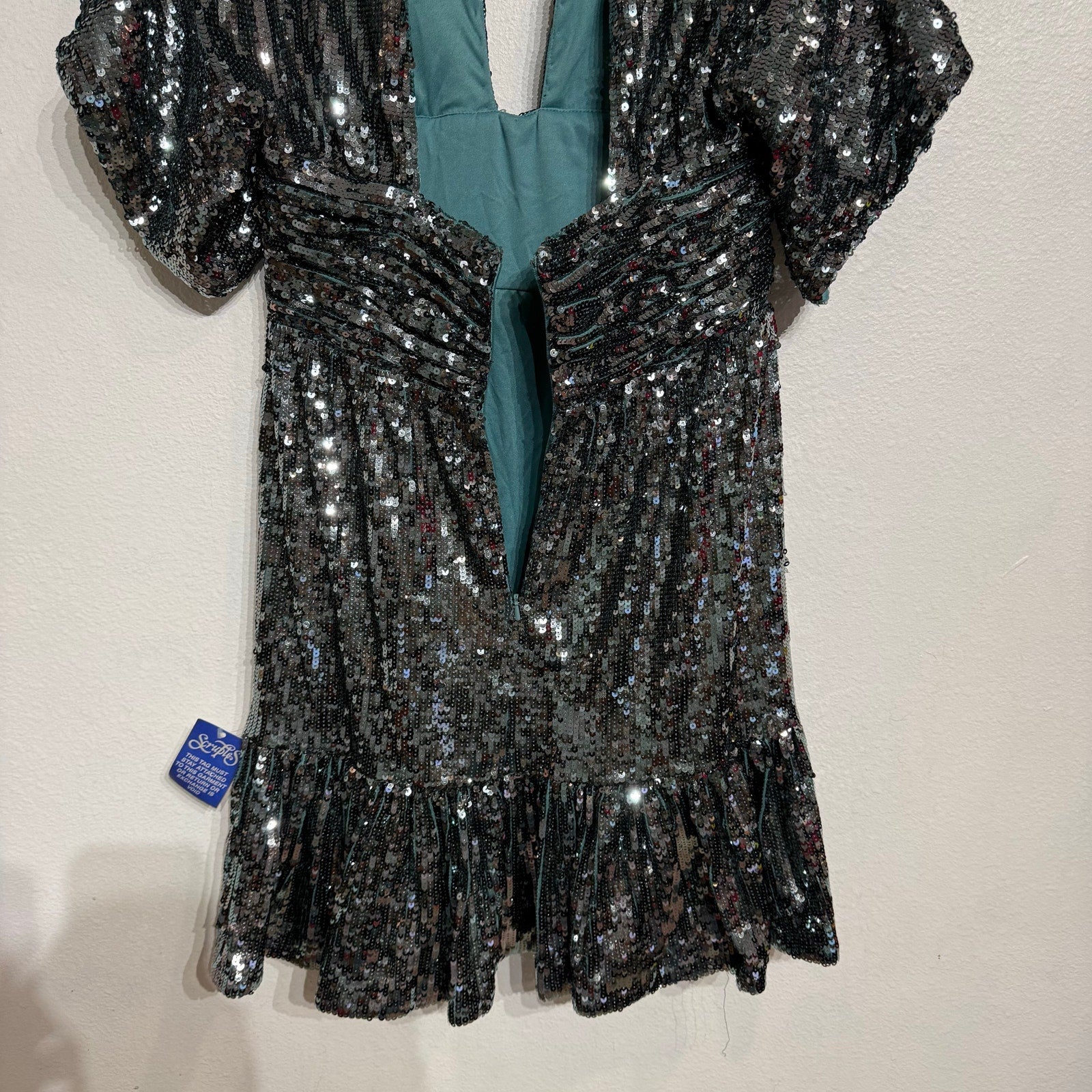 Jovani Green Sequin Mini Cut Out Dress Sz 10 NWT