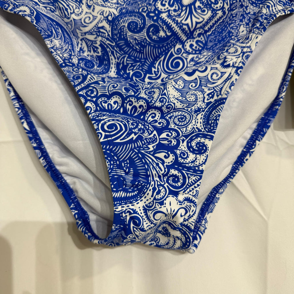 Ralph Lauren Blue Paisley Artisanal Woodblock Bikini Bottoms Sz 12 NWT