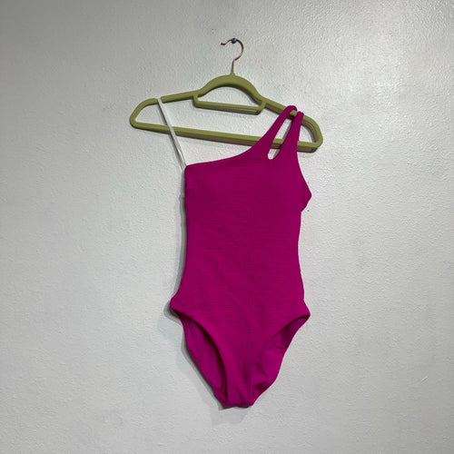 Becca Cosmopolitan Pink Pucker Up Asymmetrical One-Piece Swimsuit Sz M NWT