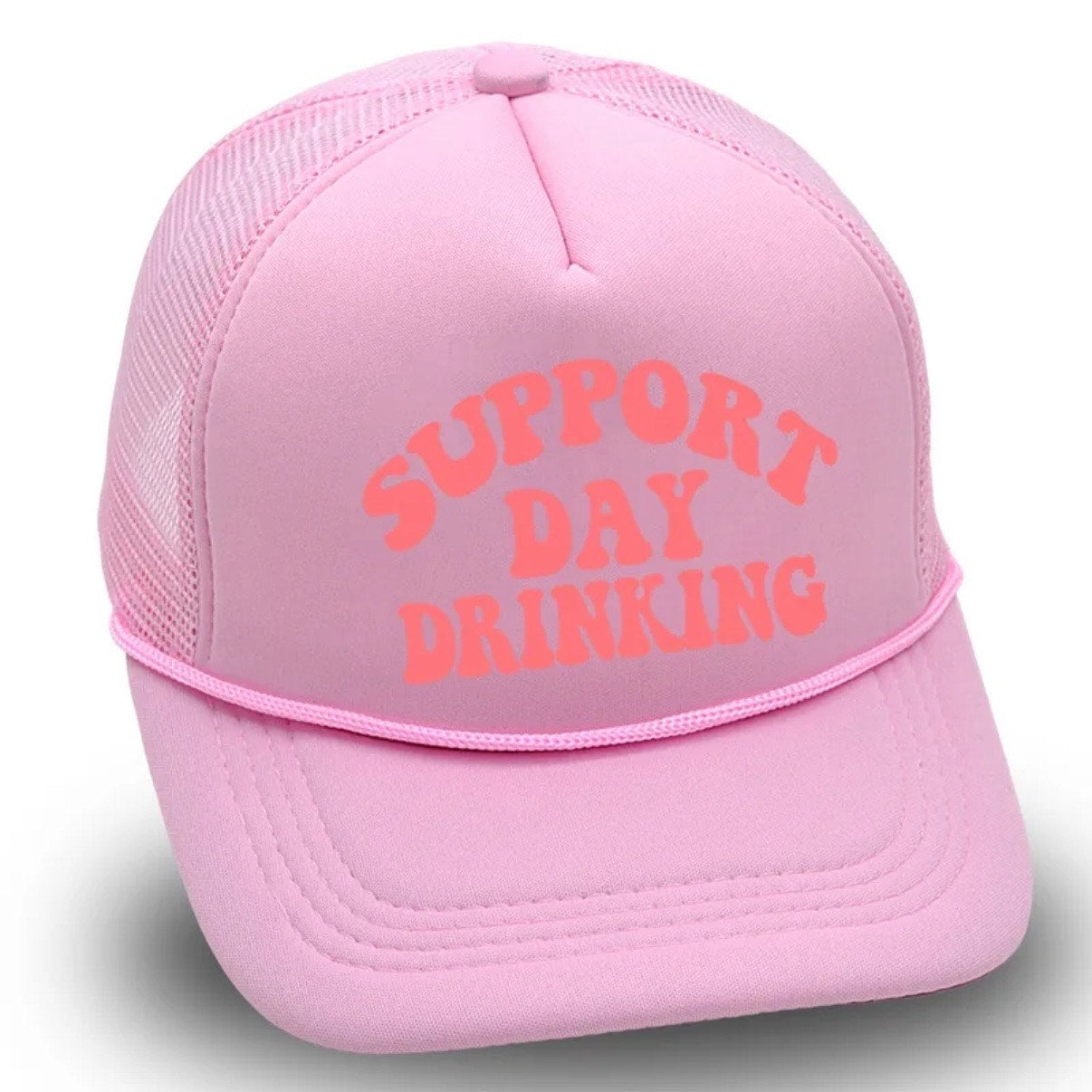 Support Day Drinking Pink Trucker Hat Mesh Snapback Cap NWT