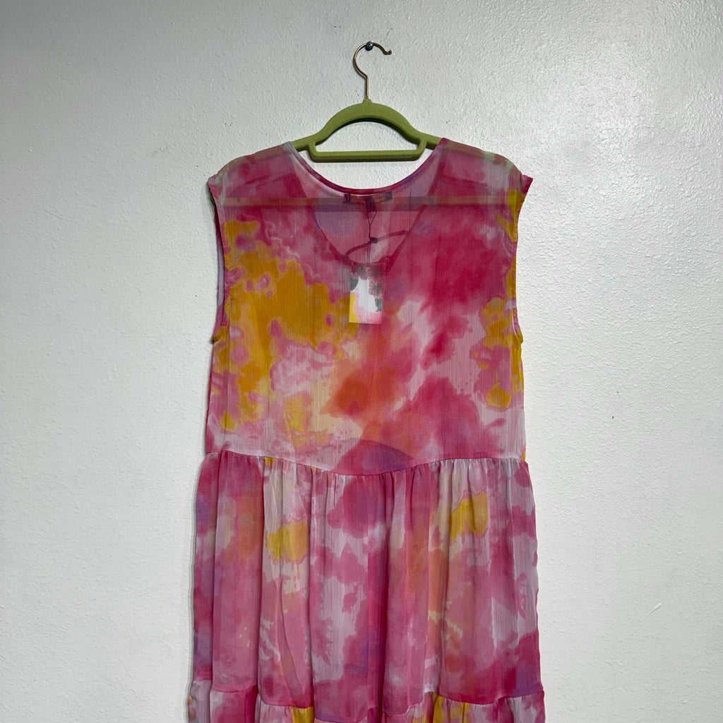 America & Beyond Pink Totally Tie Dyed Maxi Cover Up Sz M NWT
