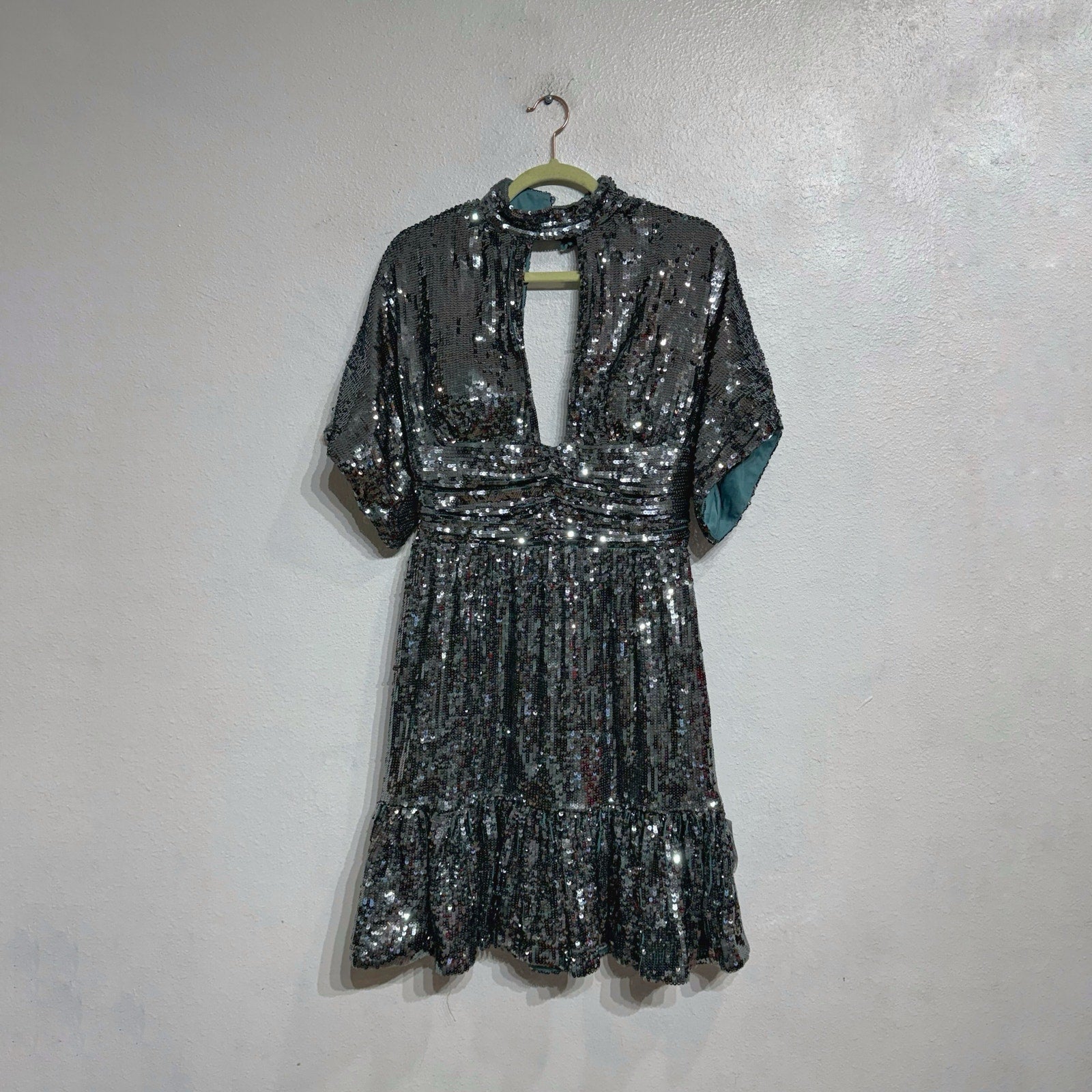 Jovani Green Sequin Mini Cut Out Dress Sz 10 NWT