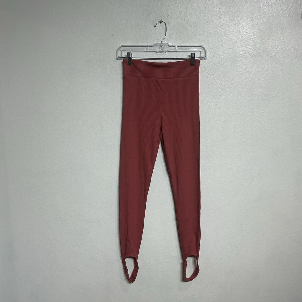 Lett Terra Cotta Ribbed Stirrup Leggings Sz S NWT