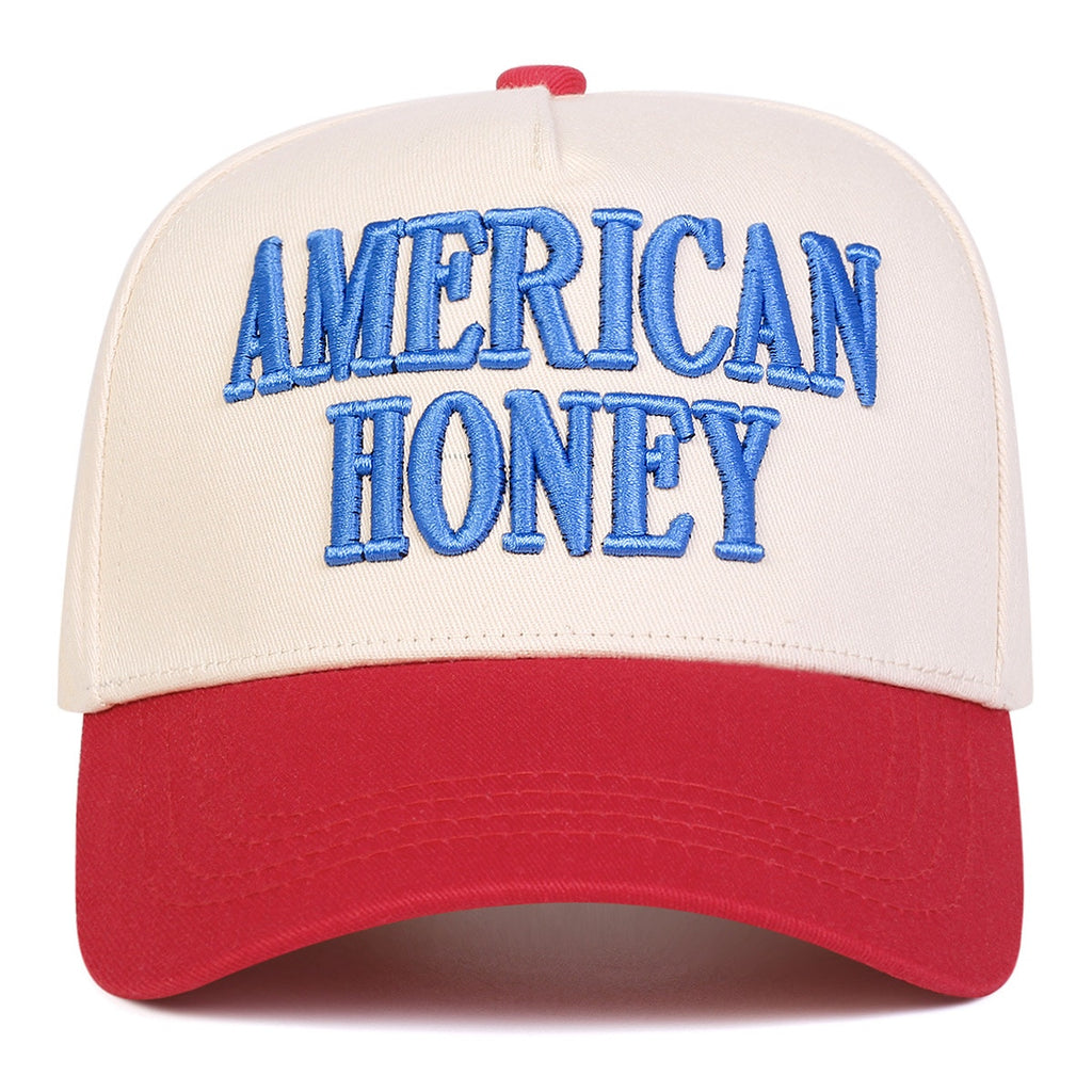 American Honey Red Embroidered Patriotic Adjustable Trucker Hat NWT