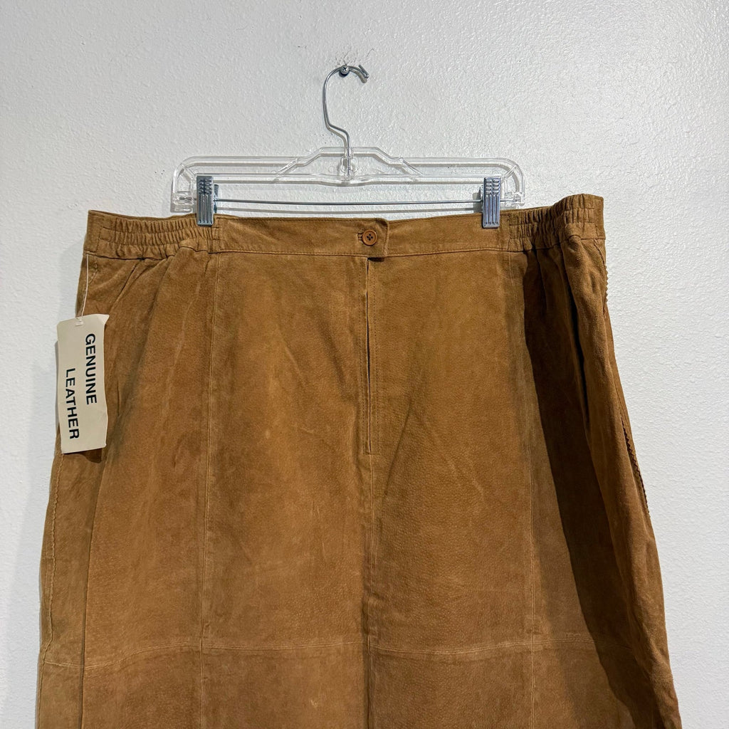 Christie & Jill Vintage Suede Leather Fringe Skirt Western 90s Brown Sz 2X NWT