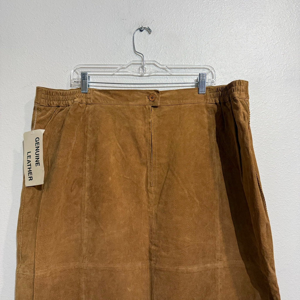 Christie & Jill Vintage Suede Leather Fringe Skirt Western 90s Brown Sz 2X NWT