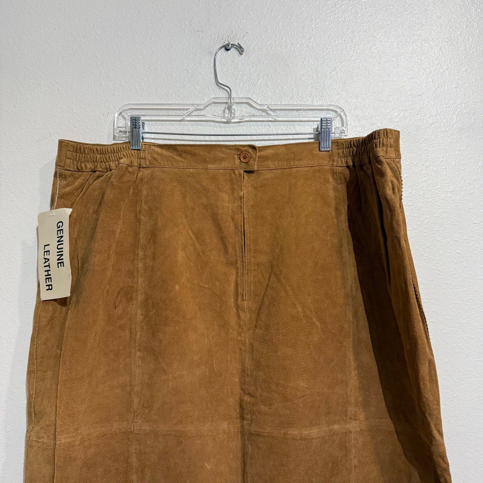 Christie & Jill Vintage Suede Leather Fringe Skirt Western 90s Brown Sz 2X NWT