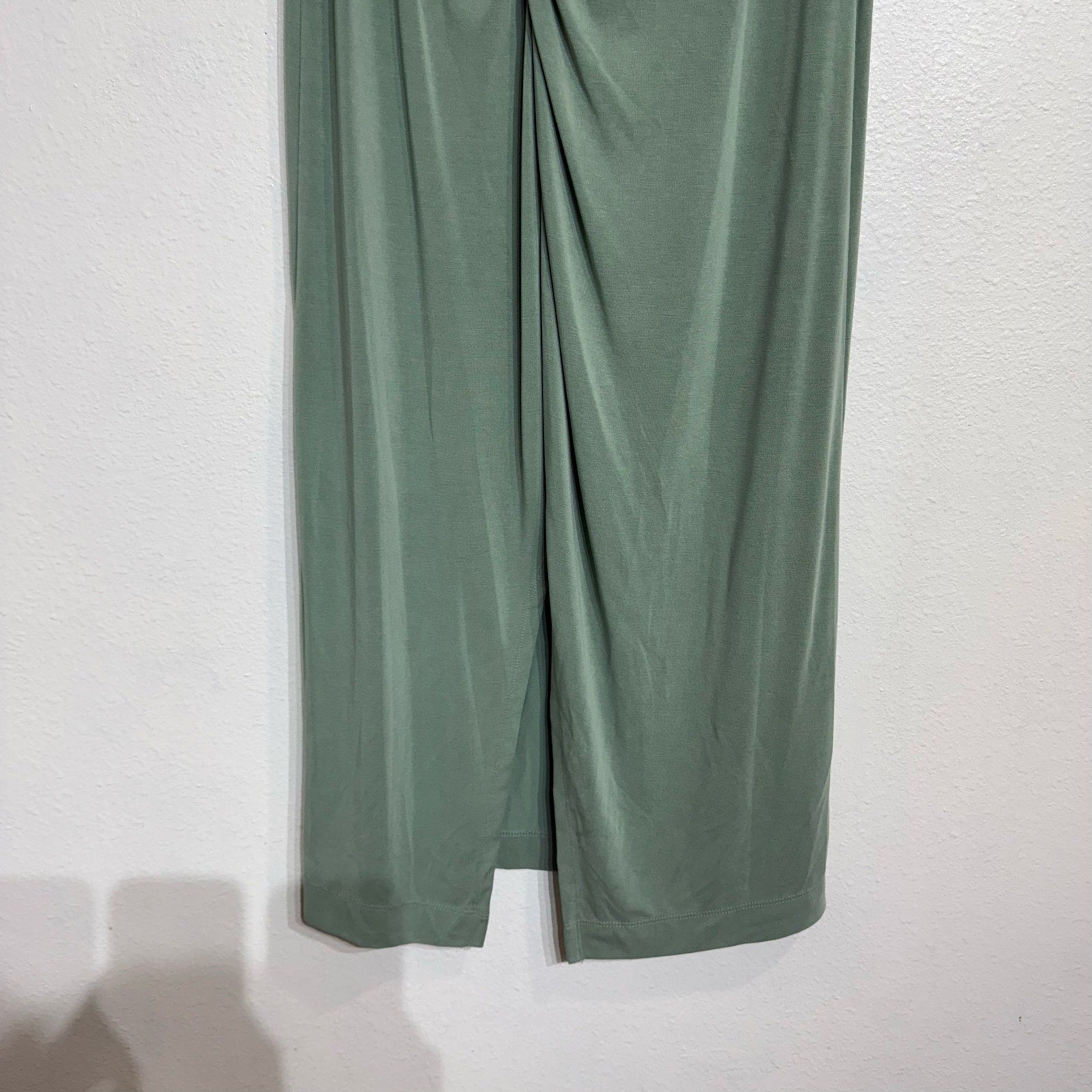 Anthropologie Moss Green Junie Knit Twist Ruched Midi Skirt Sz S NWT