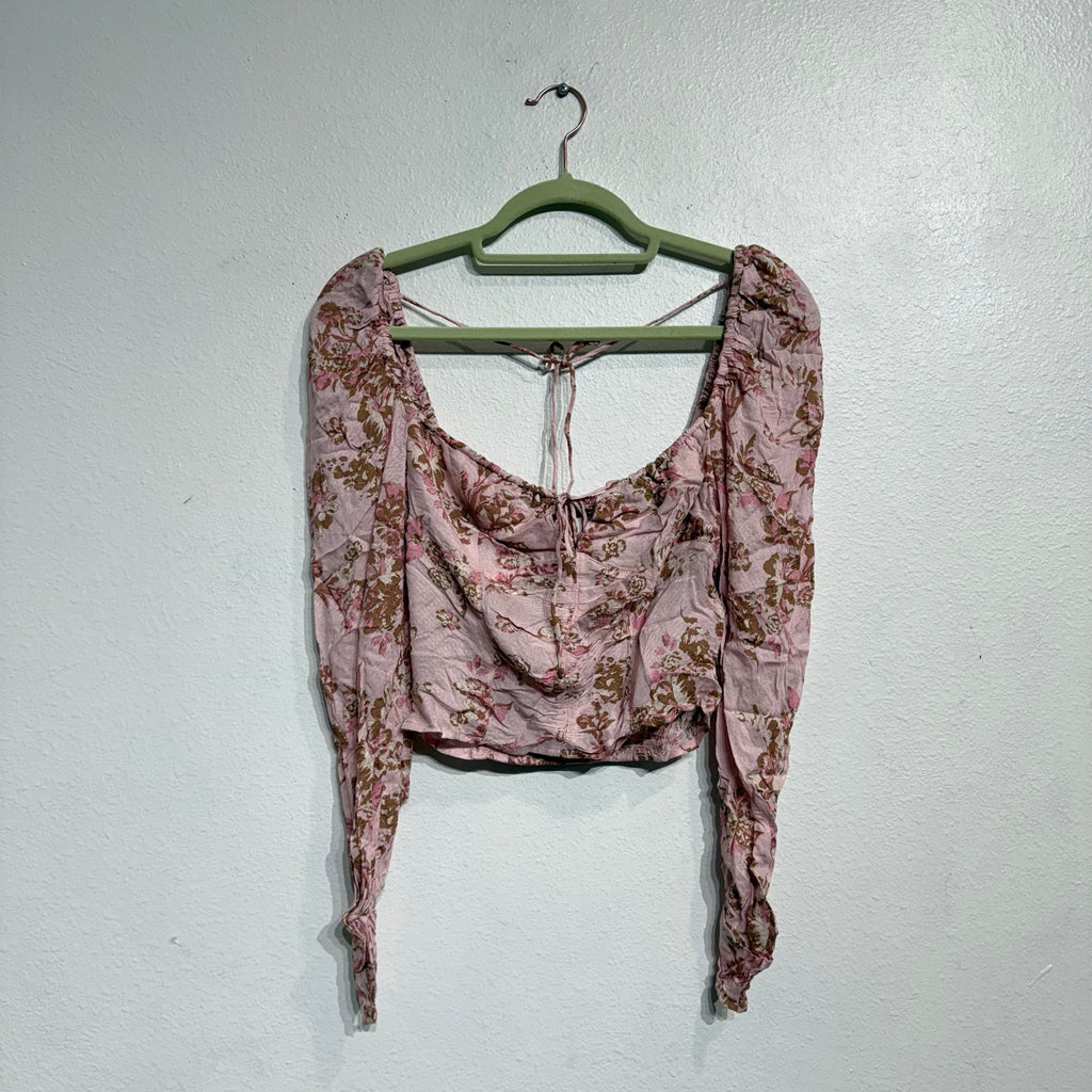 Free People Pink Combo Cropped Hilary Top Sz XS NWT
