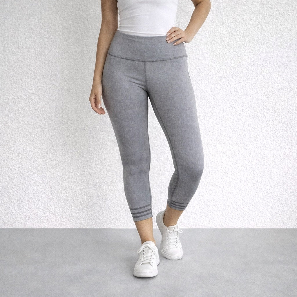 RBX Gray High Rise Striped Ankle Leggings Sz M NWT