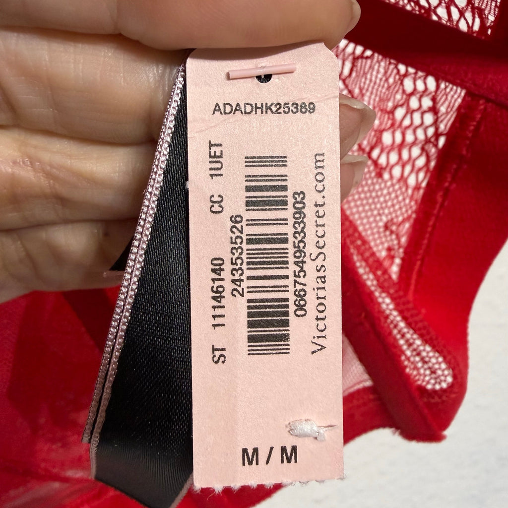 Victoria's Secret Red Very Sexy Deep V Corset Lace Bra Sz M NWT
