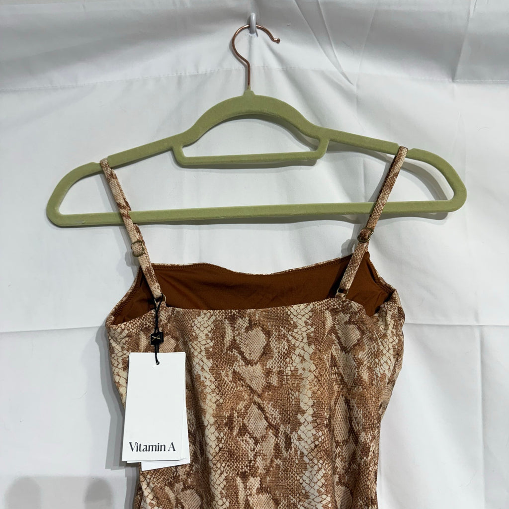 Vitamin A Swim Sand Snake Print Jenna High Leg One Piece  Sz XS NWT