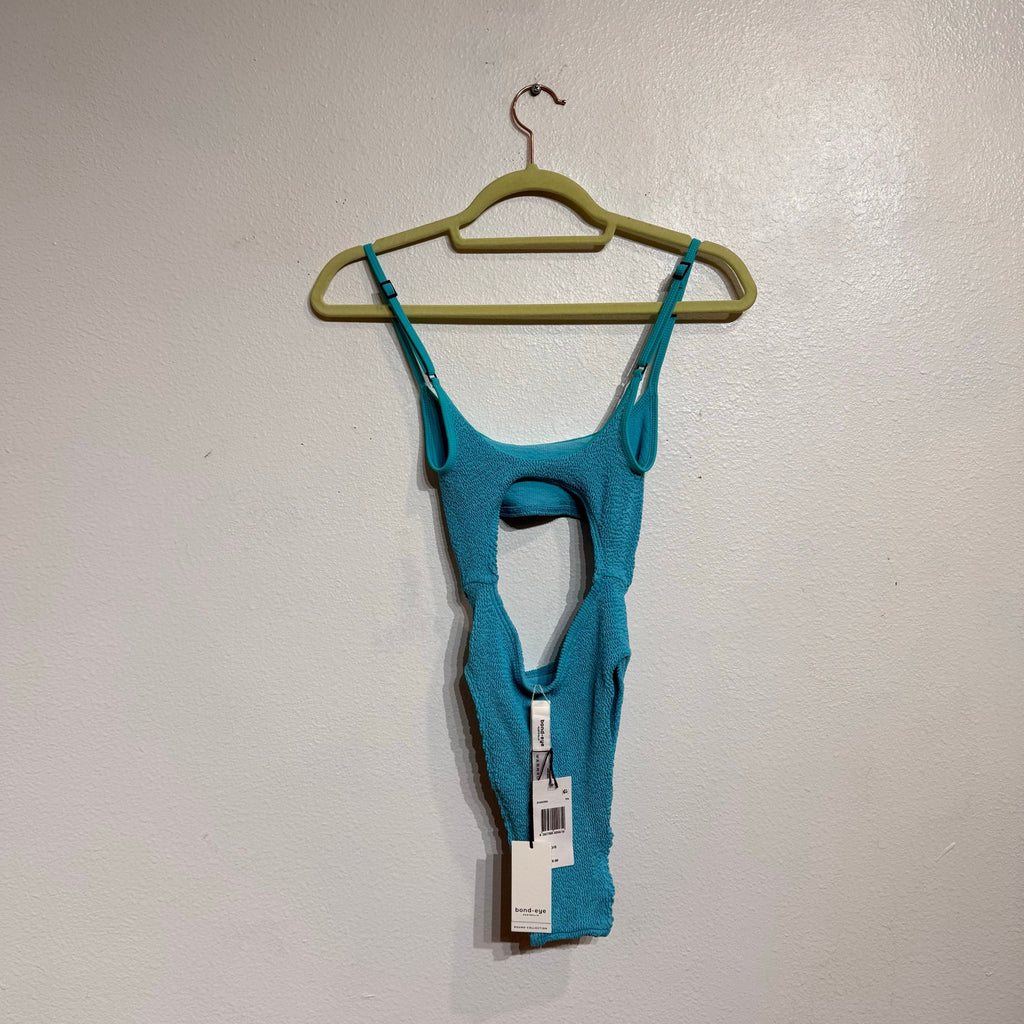 Bond Eye Teal Mishy Cutout One Piece Swimsuit Sz O/S NWT