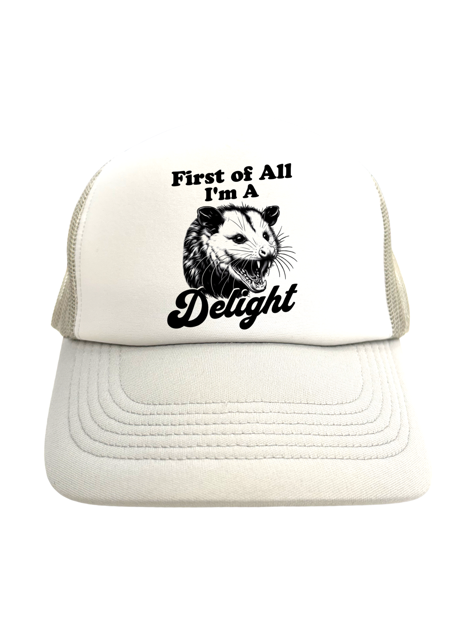 FIRST OF ALL I'M A DELIGHT | VINTAGE STYLE FOAM TRUCKER HAT