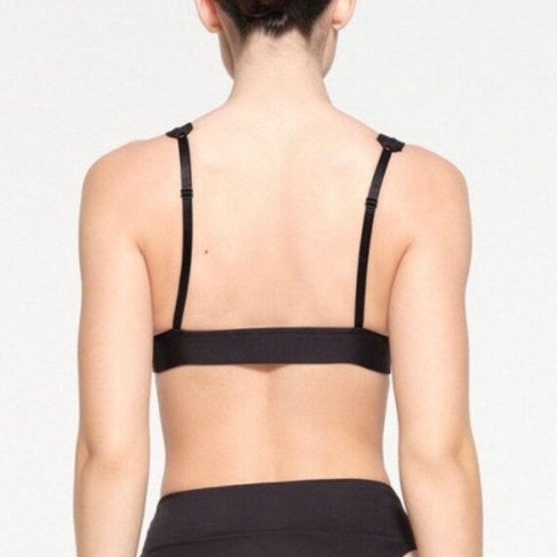 SKIMS Signature Swim Onyx Black Plunge Bikini Top Sz XXS NWT
