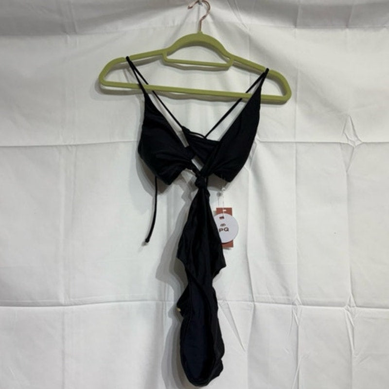 PQ Swim Black Hayden Cut Out One Piece Sz L NWT
