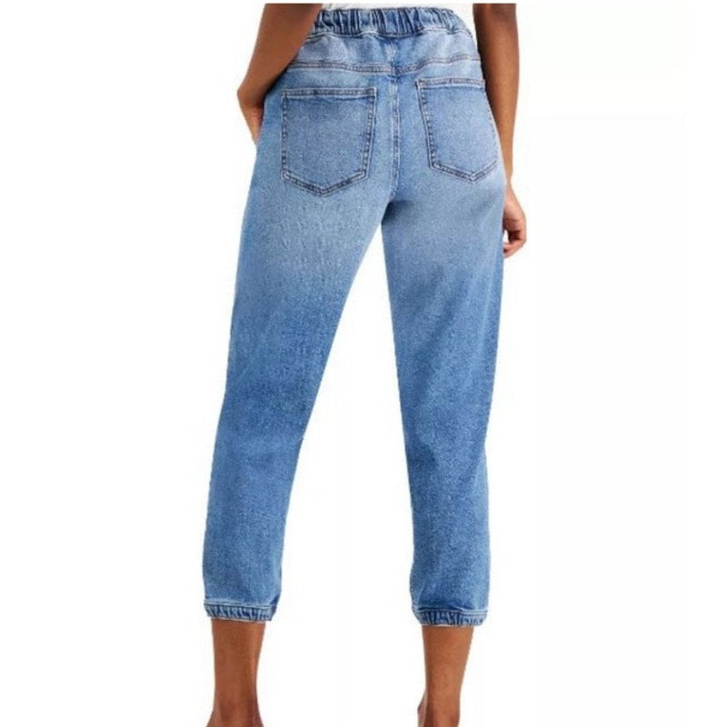 Celebrity Pink Stinger Blue Distressed Pull On Drawstring Denim Pants Sz S NWT