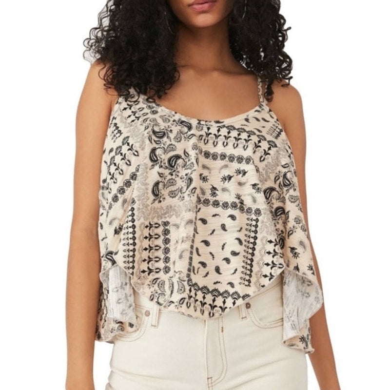 Free People White Tea Combo Hey Girl Tank Top Sz M NWT