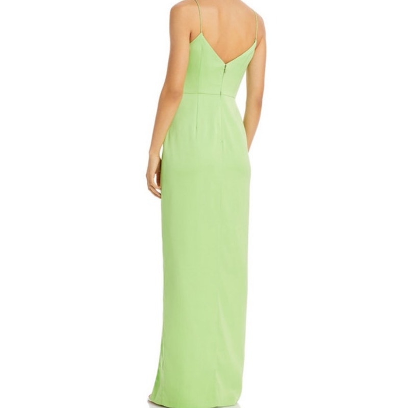 Aidan by Aidan Mattox Lime Green Tie Front Bodice Maxi Gown Sz 6 NWT