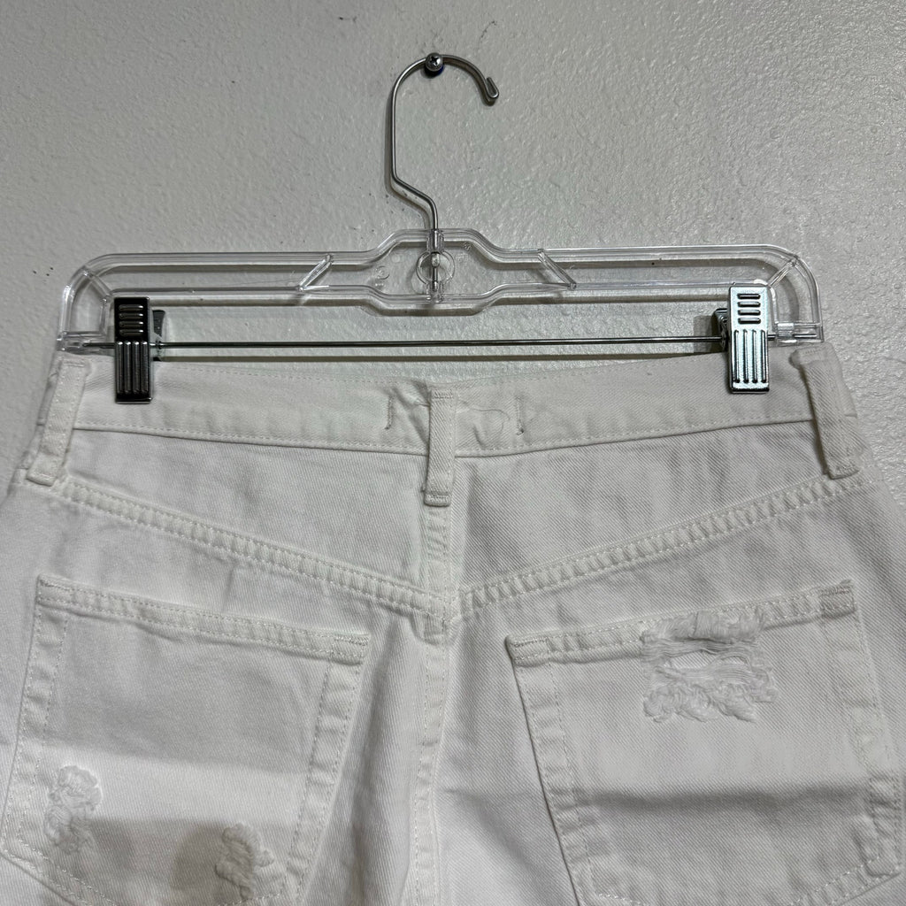 Free People Optic White Maggie Distressed Shorts Sz 26 NWT