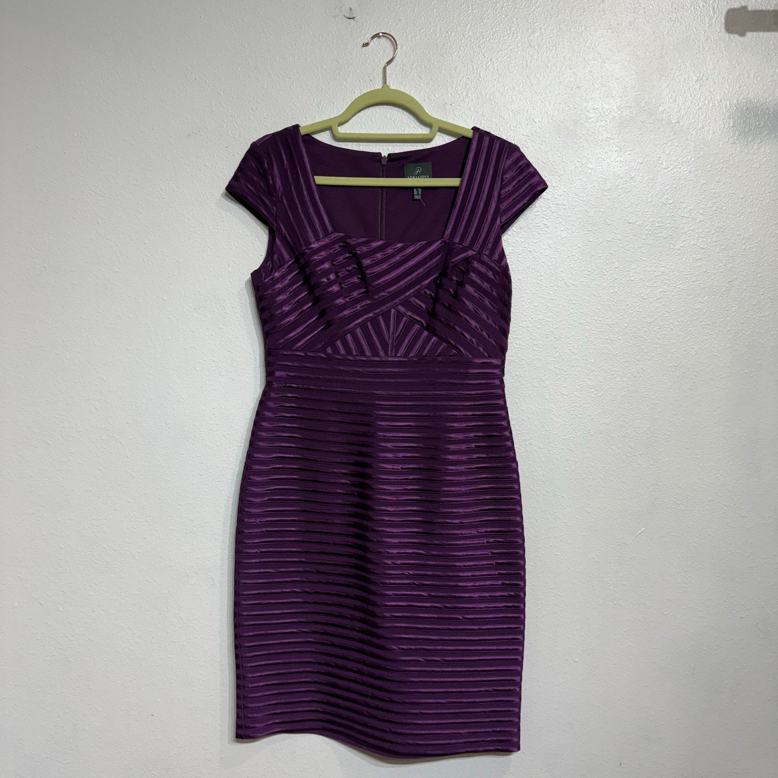 Adrianna Papell Purple Tiered Bandage Mini Bodycon Dress Sz 4 NWT
