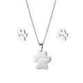 Silver Paw Print Necklace & Stud Earrings Pet Lover Jewelry Set NWOT