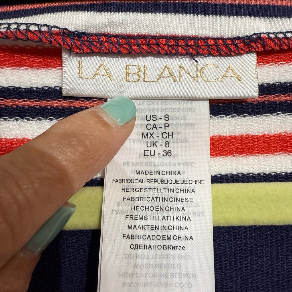 La Blanca Blue Sailor Striped Lace Up Cover Up Tunic Sz S NWT