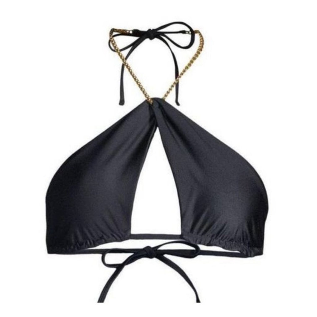 PQ Swim Black Gwen Chain Bikini Top Sz D-Cup NWT