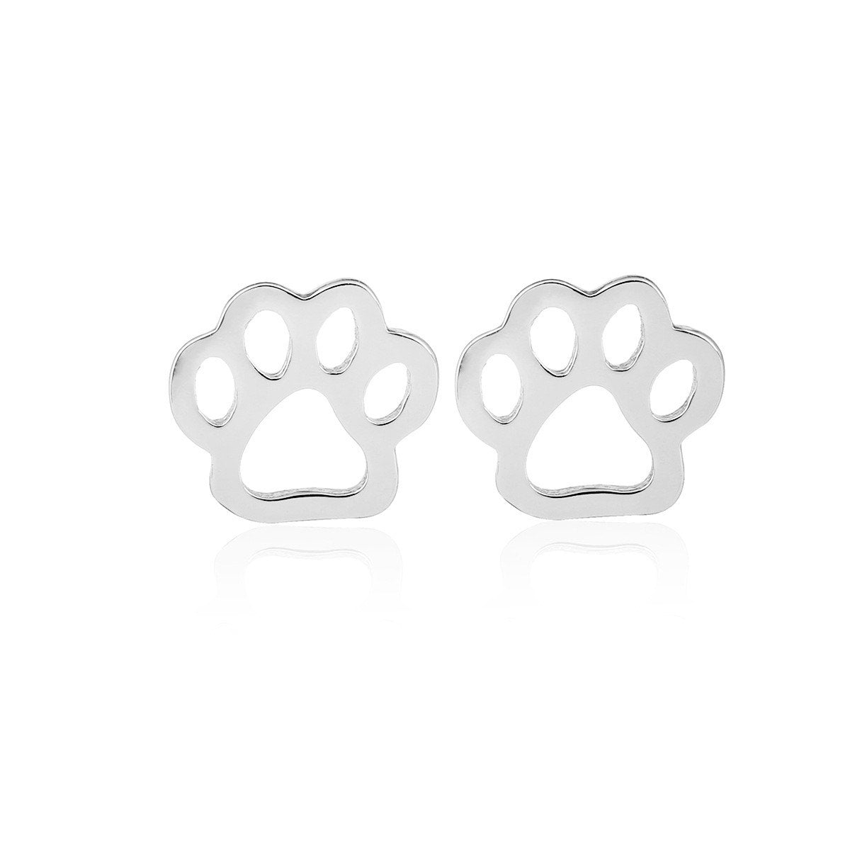 Silver Paw Print Stud Earrings Stainless Steel Pet Lover Earrings NWOT