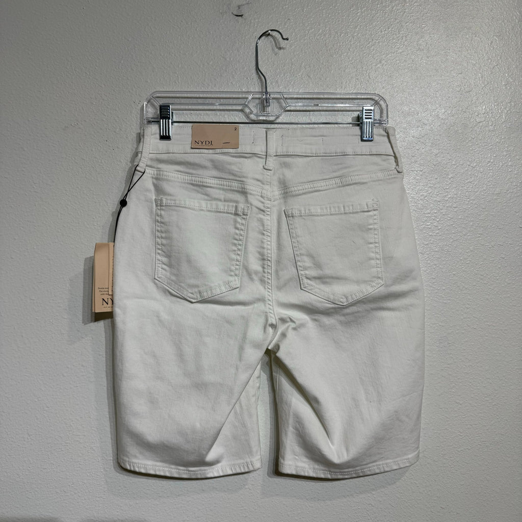 NYDJ Optic White Ella Denim Shorts With Side Slits Sz 2 NWT