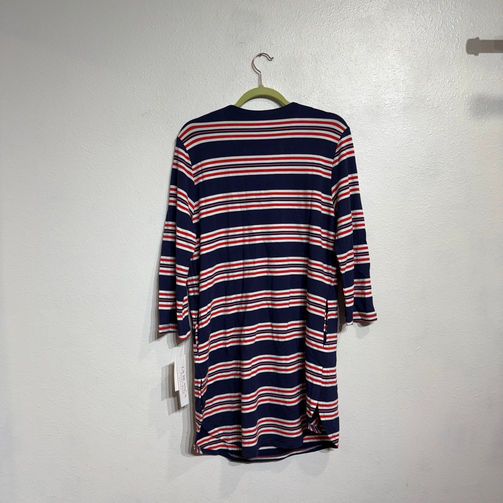 La Blanca Blue Sailor Striped Lace Up Cover Up Tunic Sz XS NWT