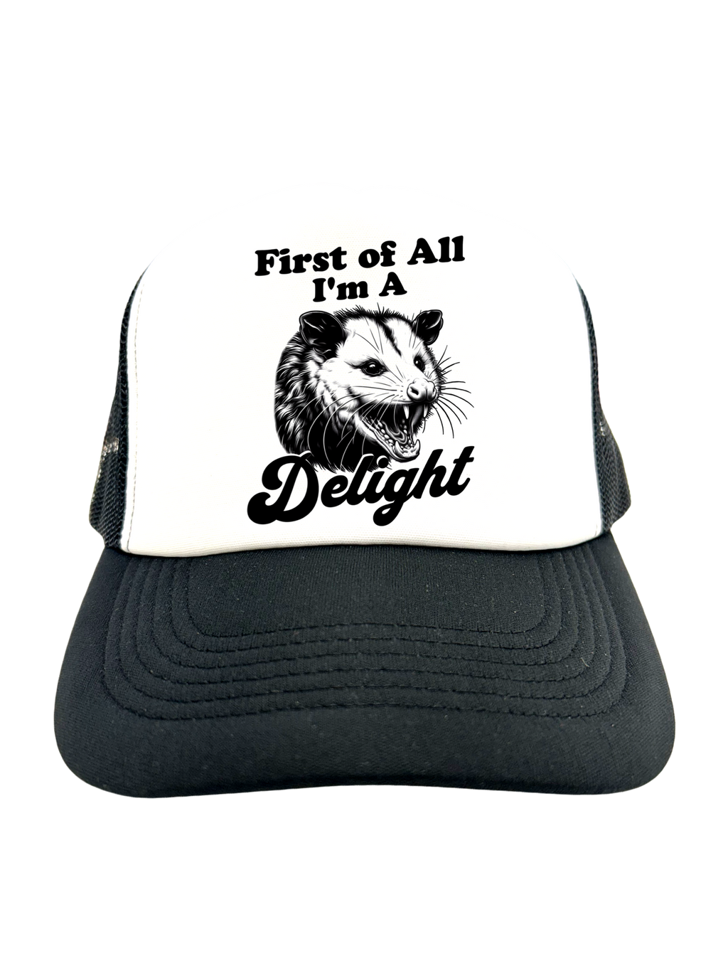 FIRST OF ALL I'M A DELIGHT | VINTAGE STYLE FOAM TRUCKER HAT