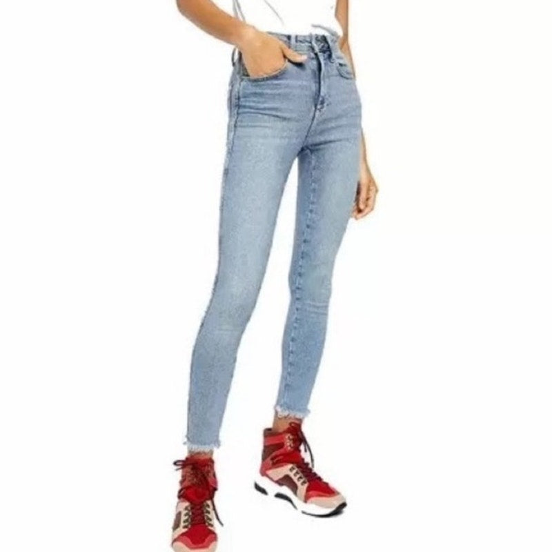 Free People Sierra Blue Raw High Rise Jeggings Sz 27 NWT