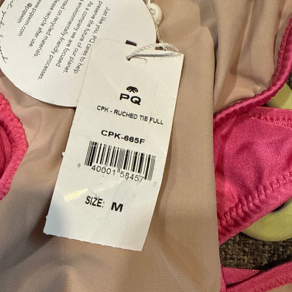 PQ Swim Pink Ruched Side Tie Bikini Bottom Sz M NWT