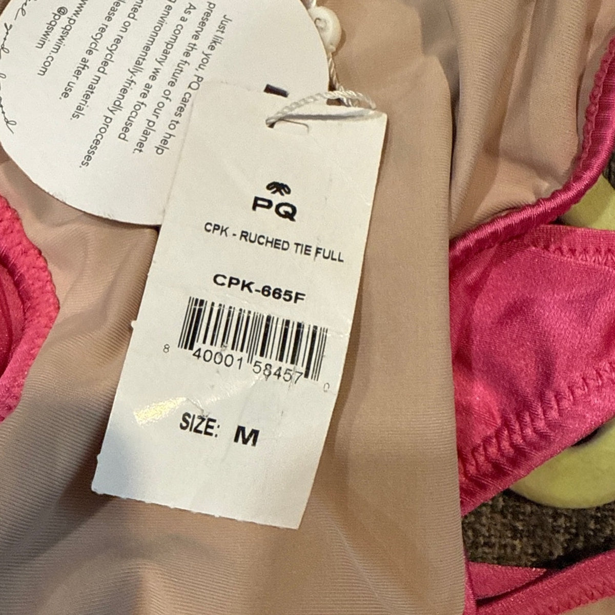 PQ Swim Pink Ruched Side Tie Bikini Bottom Sz M NWT