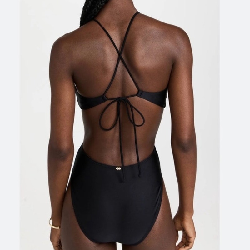 PQ Swim Black Hayden Cut Out One Piece Sz S NWT