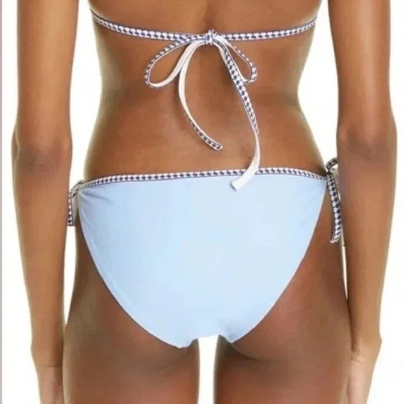 Lemlem Sky Blue Lena Diamond Jacquard String Bikini Bottoms Sz XL NWT