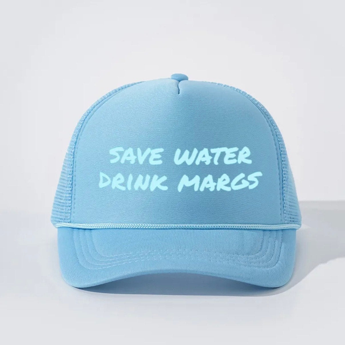 Save Water Drink Margs Sky Blue Trucker Hat Mesh Snapback Cap NWT