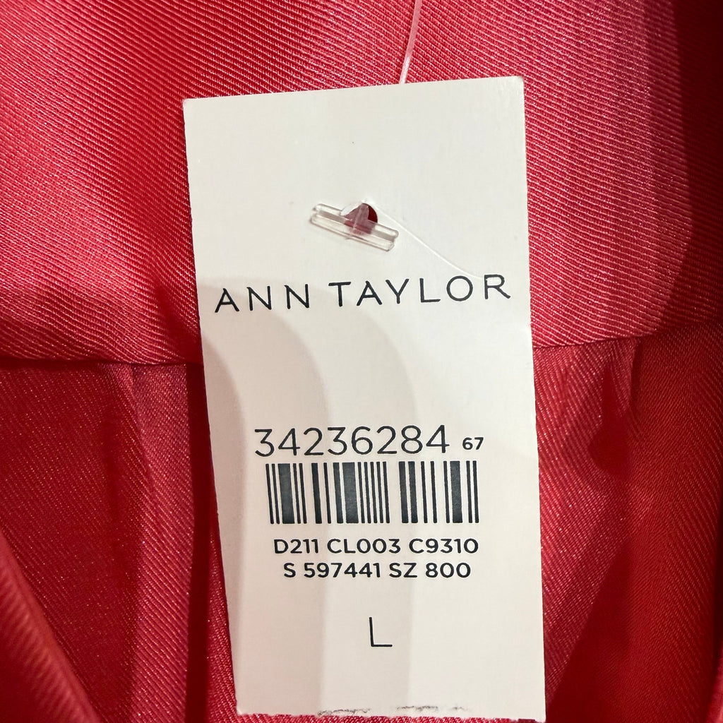 Ann Taylor Pink Tie Neck Blouse Long Sleeve Satin Top NWT Sz L