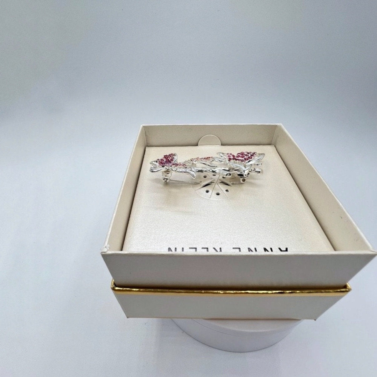 Anne Klein Silver Tone Pave Butterfly Pin Brooch NWT