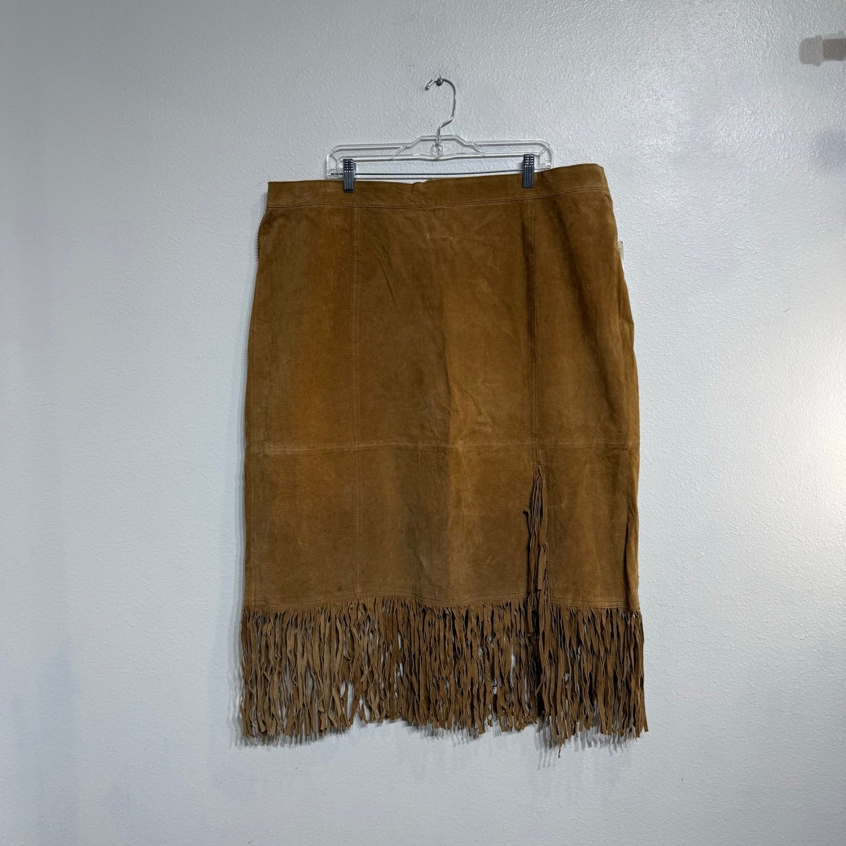 Christie & Jill Vintage Suede Leather Fringe Skirt Western 90s Brown Sz 2X NWT