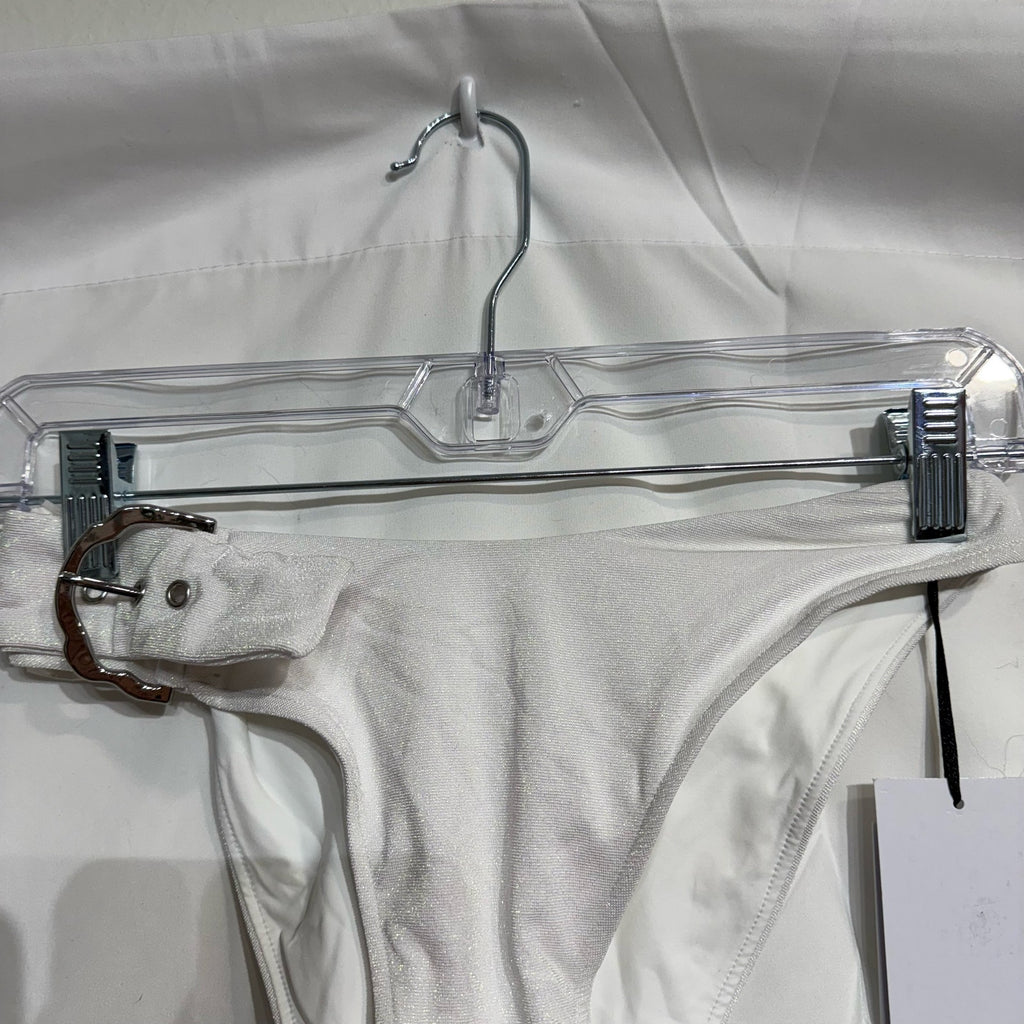 Revel Rey Iridescent White Hayes Belted Bikini Bottom Sz XL NWT