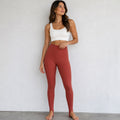 Lett Terra Cotta Ribbed Stirrup Leggings Sz S NWT