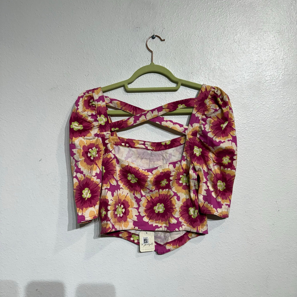 Free People Pink Combo Give Me More Floral Top Sz S NWT
